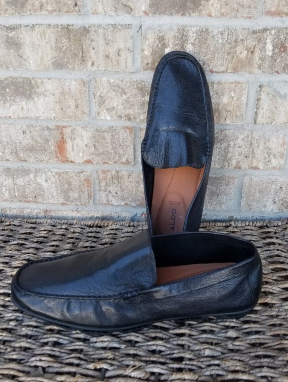 Aldo Flex Loafers BLACK Leather SlipOn Moccasin Driving Shoes(Mens 10.5) Comfort